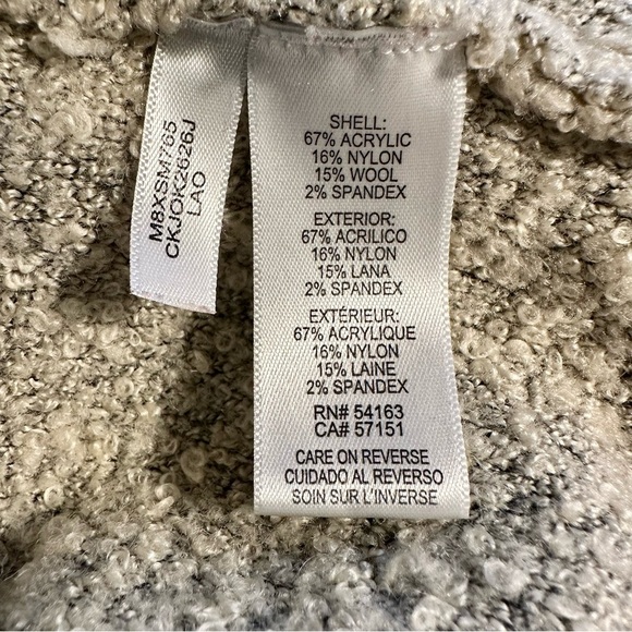 Calvin Klein Cream / Tan Fuzzy Marled Foldover Turtleneck Sweater Size Small - Picture 3 of 10